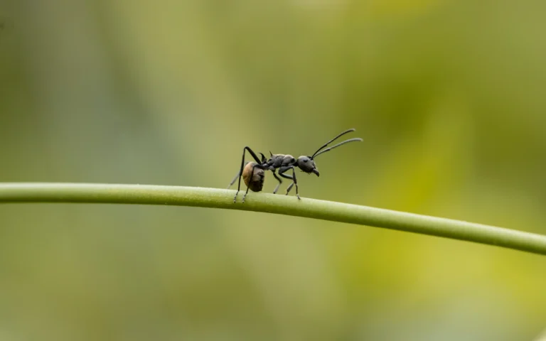 Macro photograph of an ant on a branch, general editorial context only
