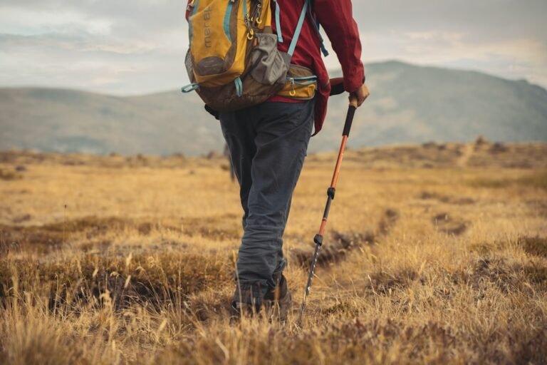 Hiker walking through grass representing lone star tick and Ixodes ricinus exposure habitat