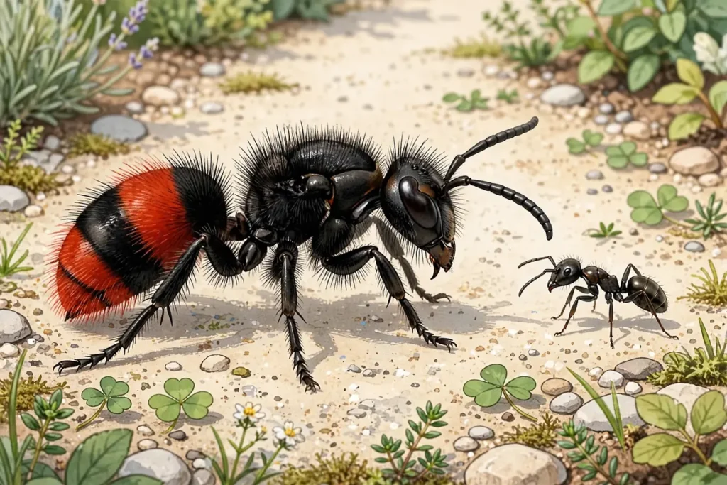 Velvet Ant vs Ant: It's Actually a Wasp - featured illustration