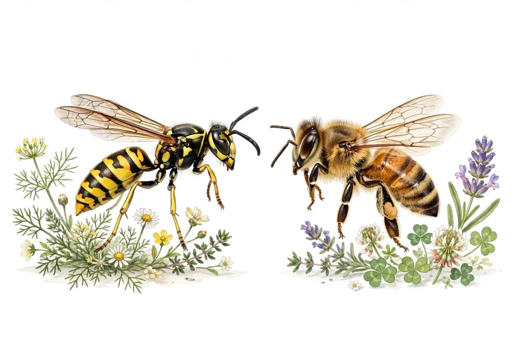 Yellowjacket vs Honeybee: How to Tell Them Apart - featured illustration